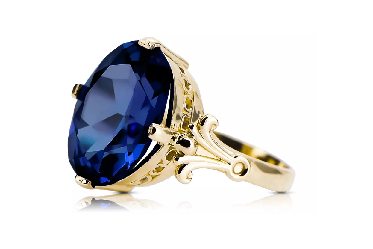 Zafiro Oro amarillo de 14 quilates Anillo Estilo vintage vrc369y